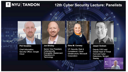 screen shot of the 2022 cyber lecture series displaying the 4 panelists