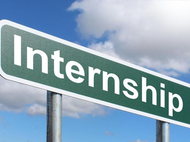 Highway Sign with the word Internship