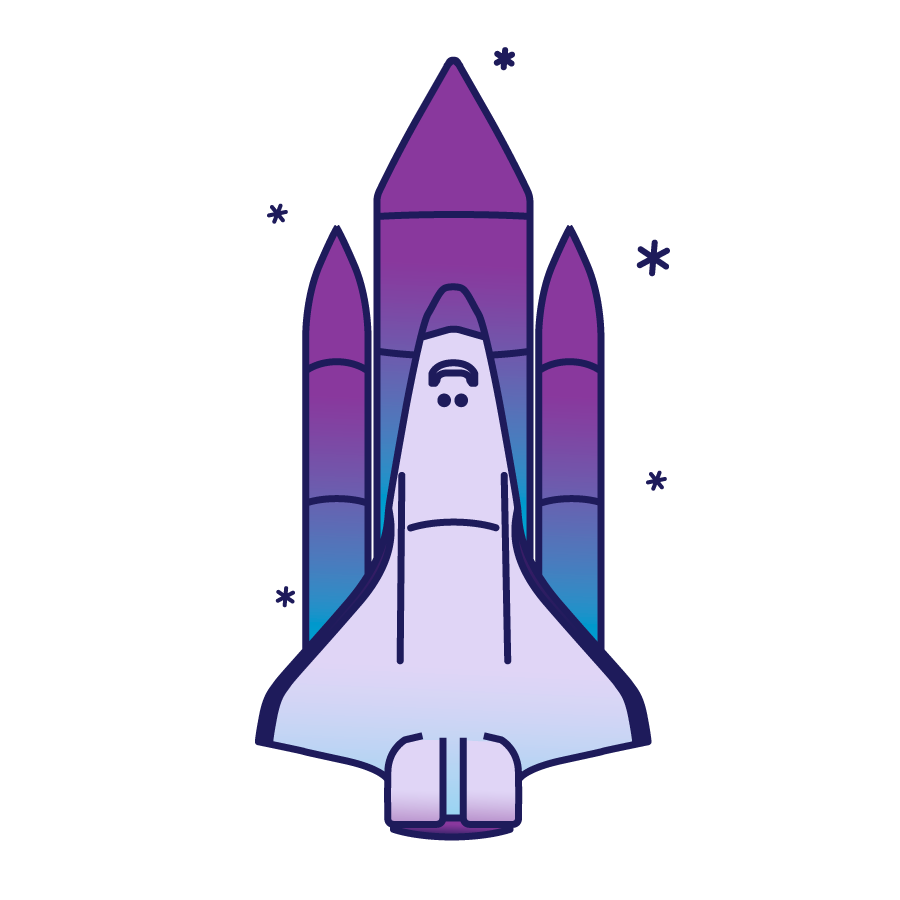 Animated rocket ship.